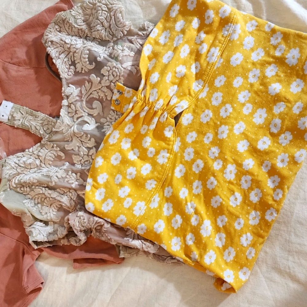 Floral Yellow Bodysuit Bundle Of 3